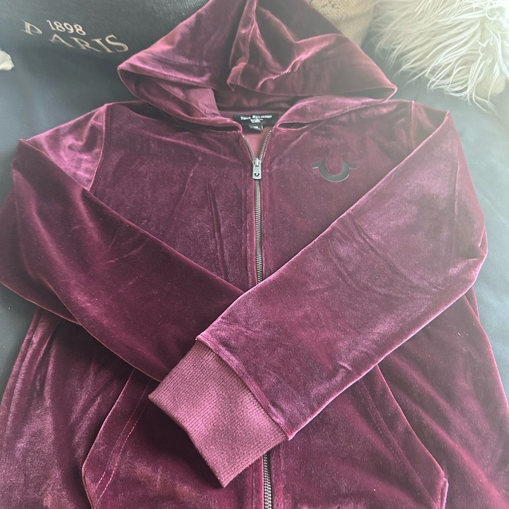 True Religion Burgundy Velvet Jacket - Picture 3 of 4